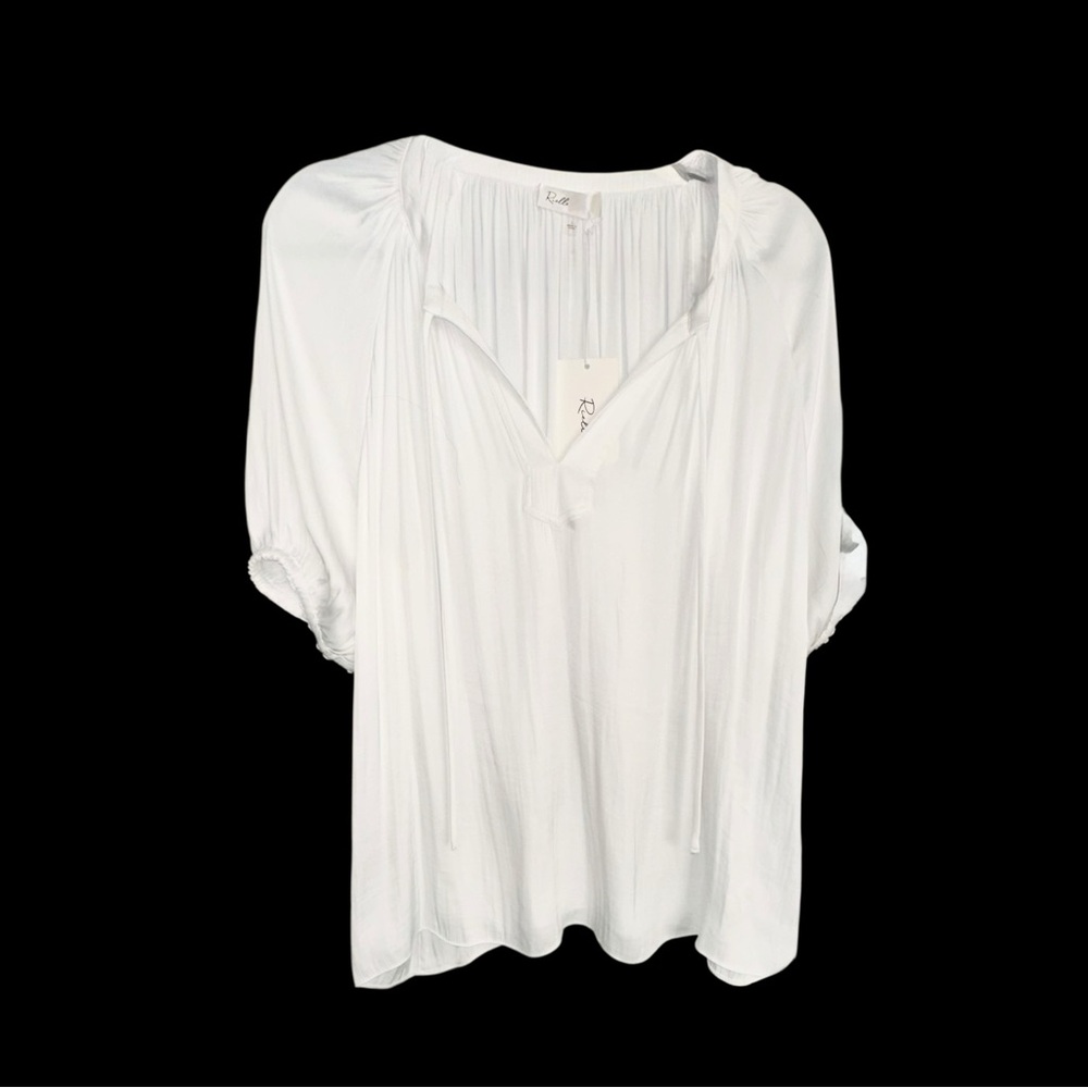 Rielle Elegant White Women's Top Peasant Size LG- New w/Tags SO cool and soft!
